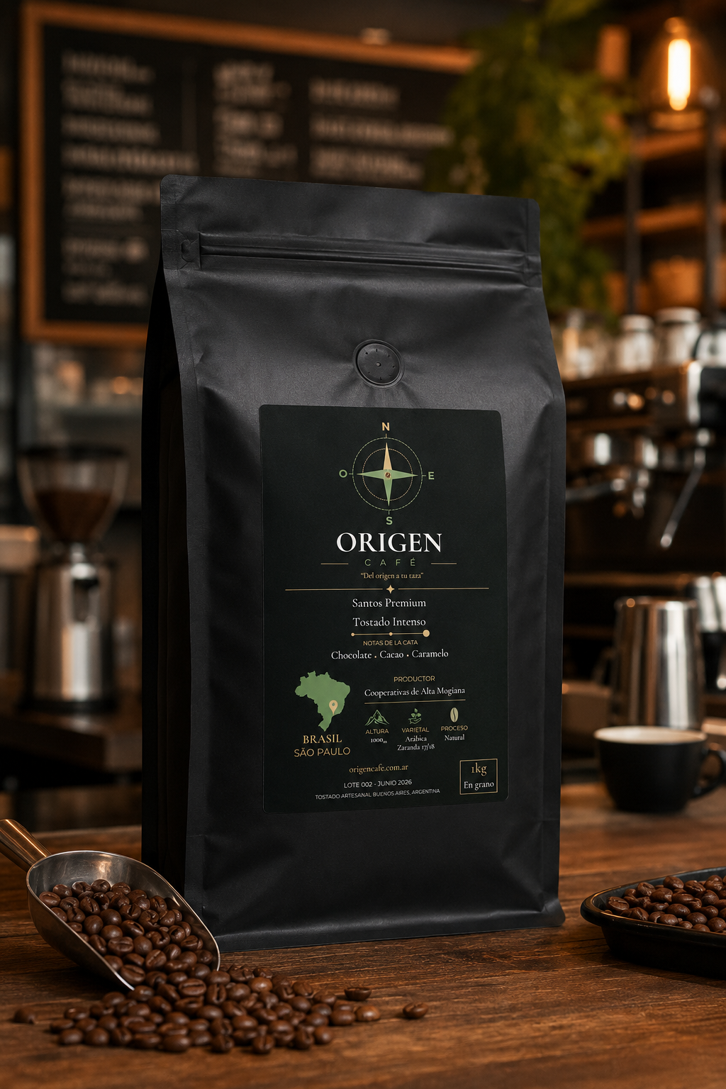 Santos Premium 1kg en grano · Origen Café